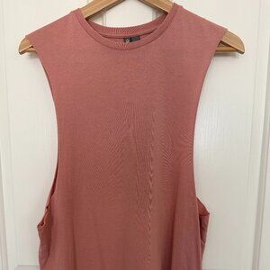 ASOS Pink Muscle Tee with Navy Side Slits – Size XS